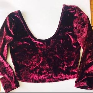 Crushed Velvet Burgundy Crop Top